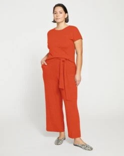Wide Leg Travel Pants - TravelKnit Collection in Warm Russet