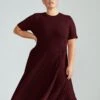 Devi Liquid Jersey Dress - Elegant Black Cherry Work-to-Dinner Style -UNIVERSAL STANDARD 594666181 new liquid jersey dress black cherry usdr1427 190 002