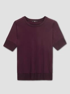 Aimee Liquid Jersey Rib Hem Tee - Black Cherry -UNIVERSAL STANDARD AimeeLiquidJerseyRibHemTee BlackCherrry USTo0435 190 flat min
