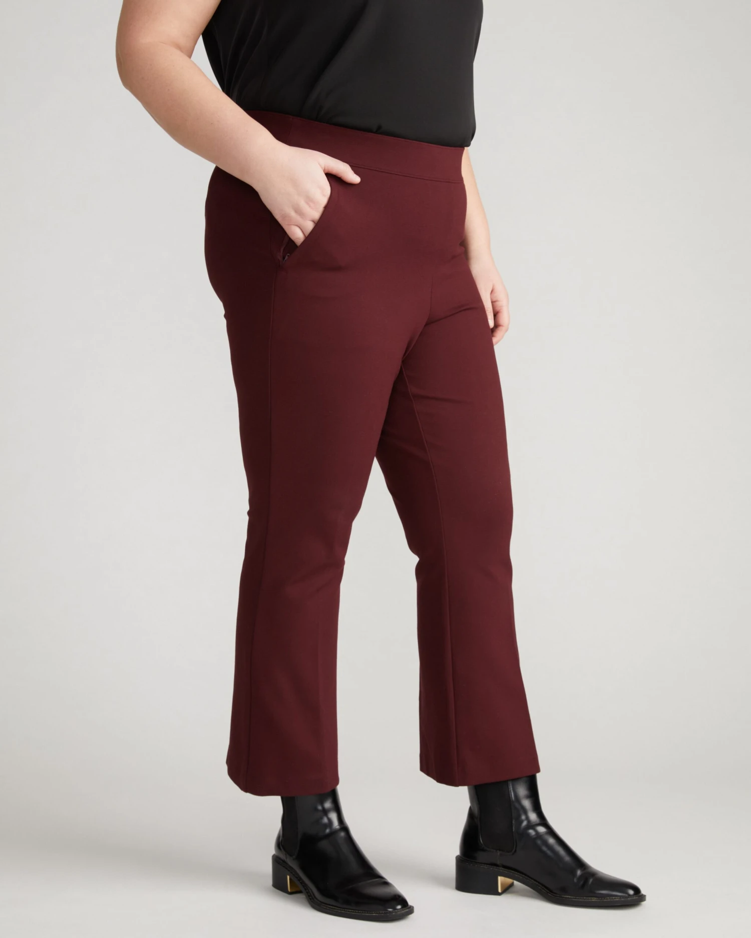 Prestige Ponte Flared Pants - Black Cherry 9 Prestige Ponte Flared Pants - Black Cherry - Image 7