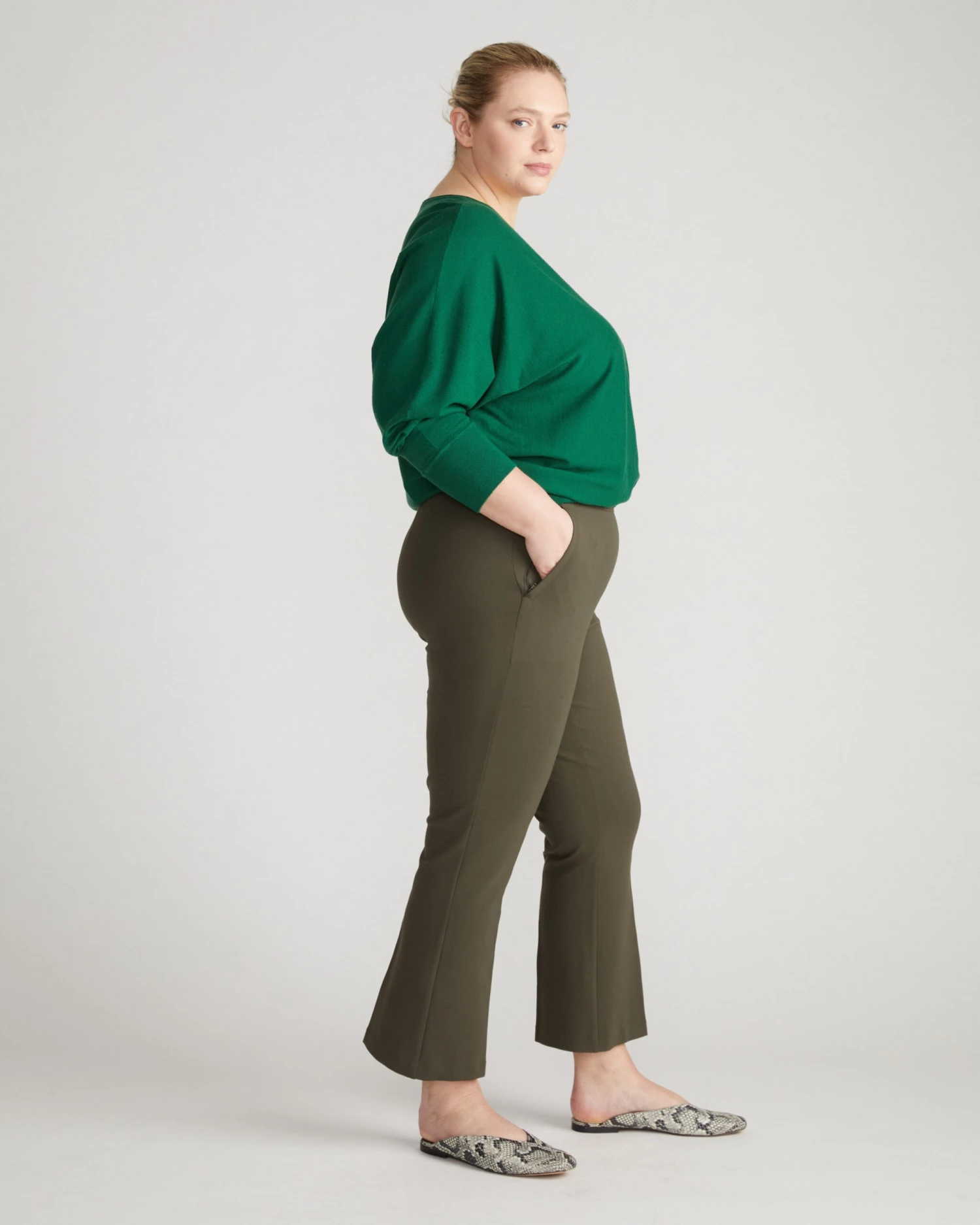 Prestige Ponte Flared Pants - Nori 5 Prestige Ponte Flared Pants - Nori - Image 3