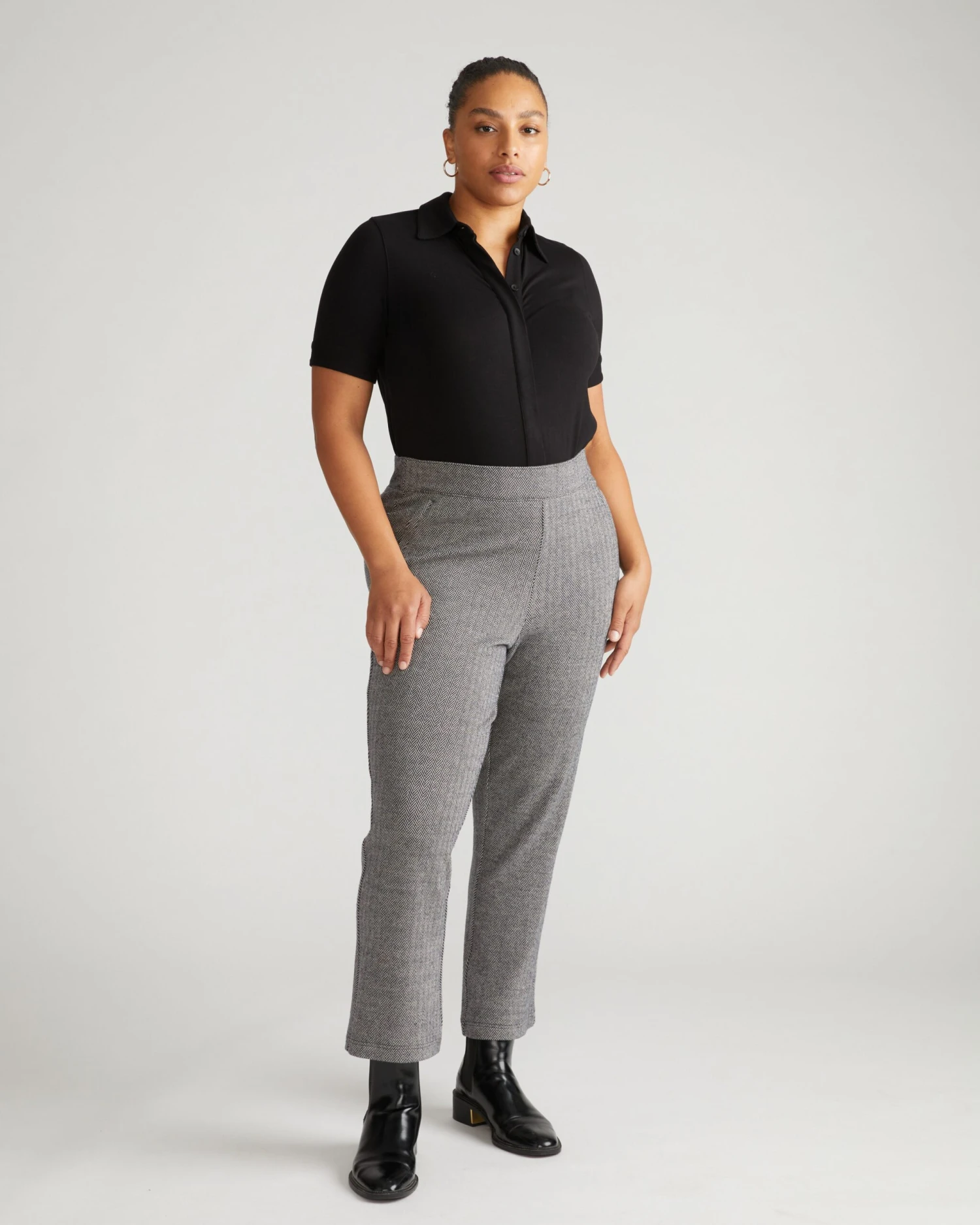 Amaya Ponte Kick Flare Pants - Herringbone Tweed 3 Amaya Ponte Kick Flare Pants - Herringbone Tweed