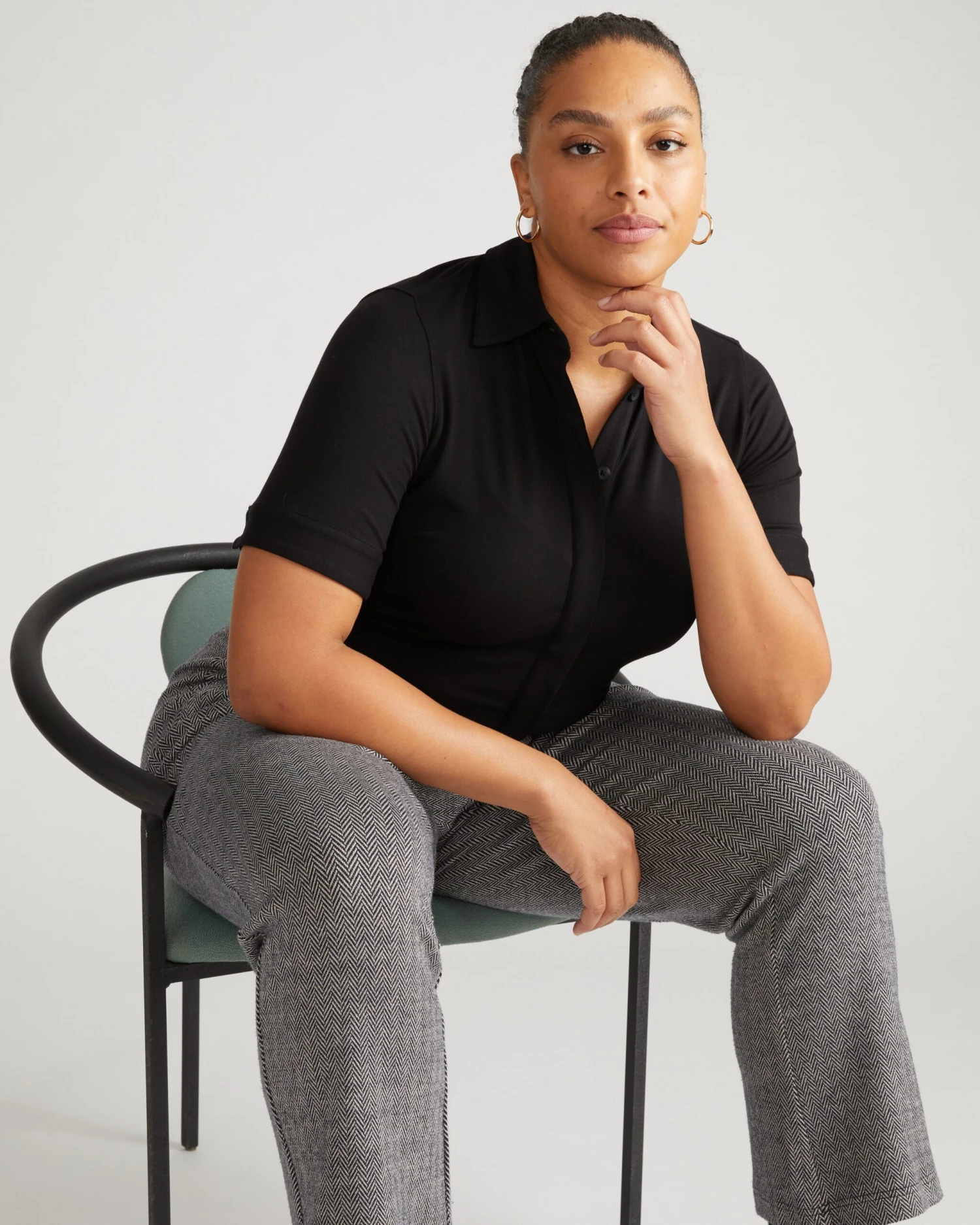 Amaya Ponte Kick Flare Pants - Herringbone Tweed 4 Amaya Ponte Kick Flare Pants - Herringbone Tweed - Image 2