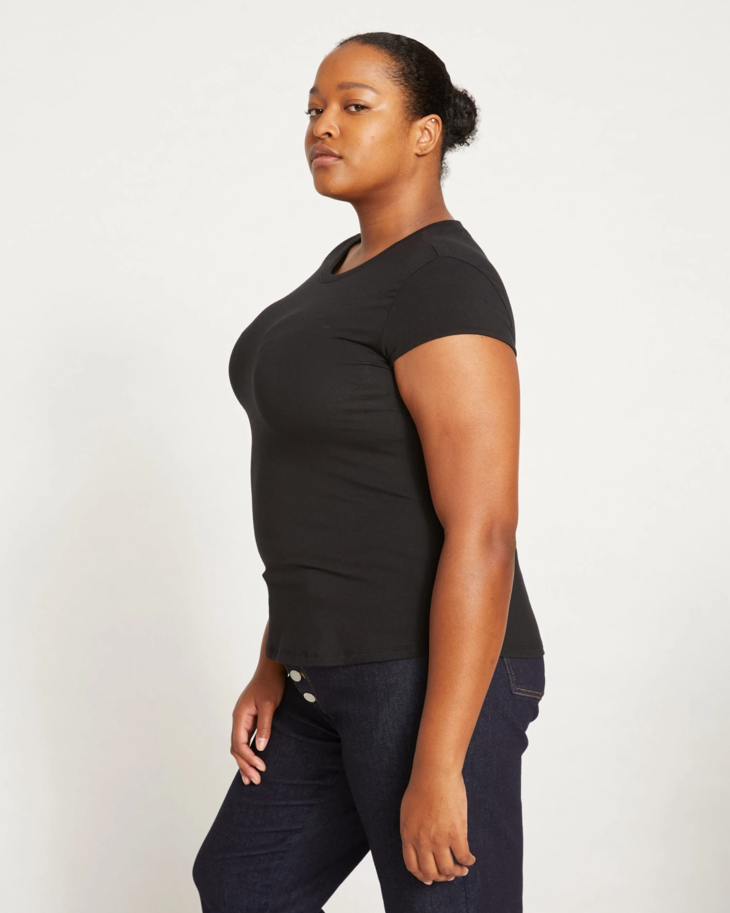 Black Cap Sleeve Tee - Premium Pima Cotton Fitted Top 6 Black Cap Sleeve Tee - Premium Pima Cotton Fitted Top - Image 4