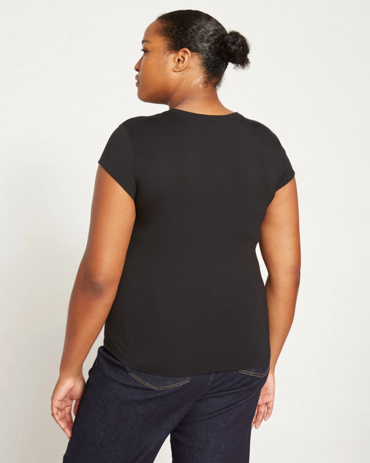 Black Cap Sleeve Tee - Premium Pima Cotton Fitted Top 7 Black Cap Sleeve Tee - Premium Pima Cotton Fitted Top - Image 5