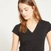 Ashley V Neck Cap Sleeve Tee - Black 2 Ashley V Neck Cap Sleeve Tee - Black -UNIVERSAL STANDARD Ashley V Neck Tee Black USTO0567V 001 001 013