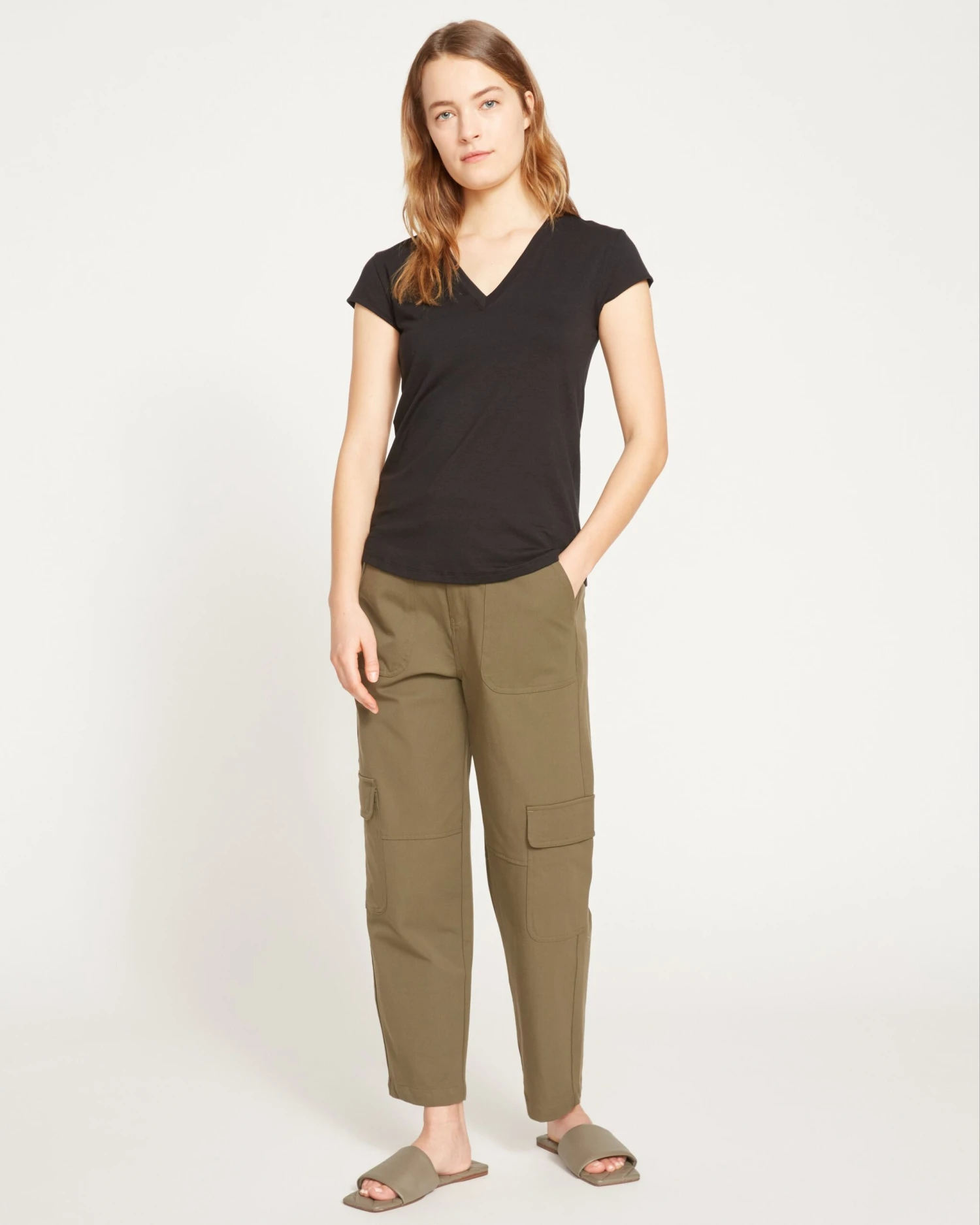 Ashley V Neck Cap Sleeve Tee - Black 7 Ashley V Neck Cap Sleeve Tee - Black - Image 5