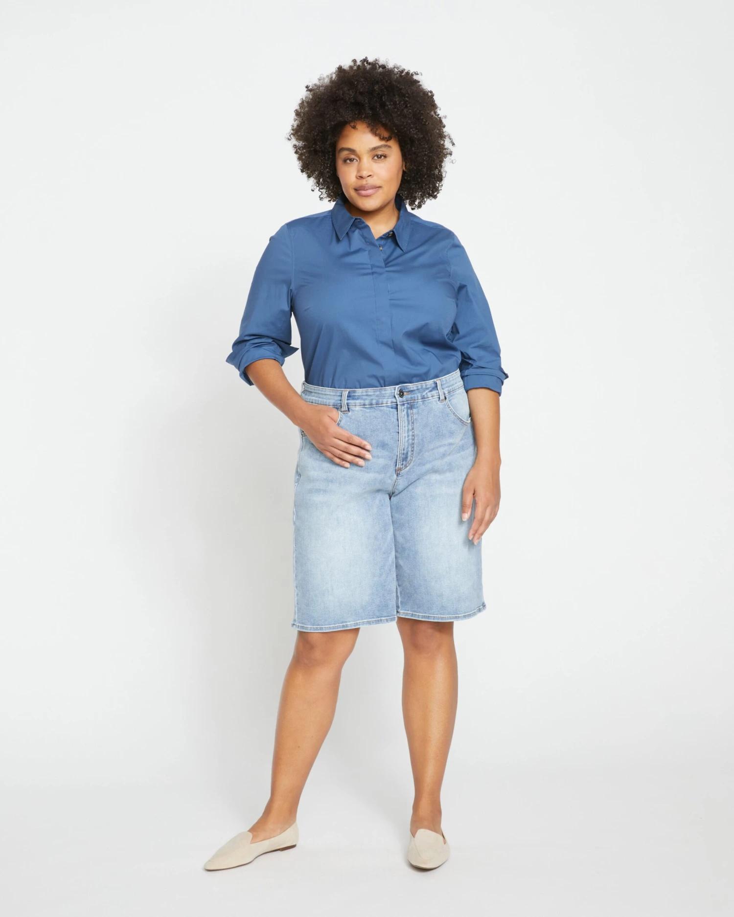 Relaxed Fit Bae Denim Shorts - New Wave Blue Comfort Jean Shorts - Image 3