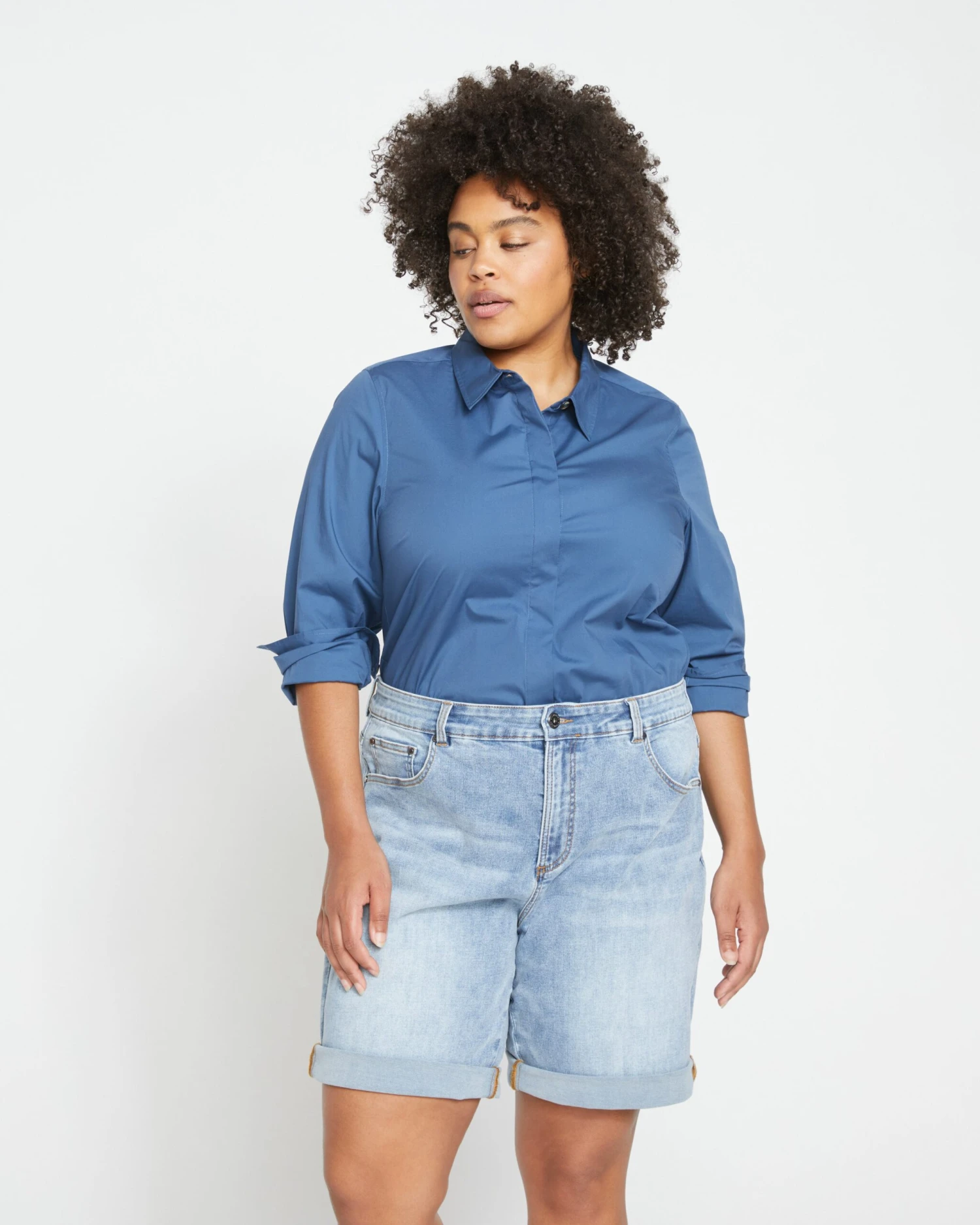 Relaxed Fit Bae Denim Shorts - New Wave Blue Comfort Jean Shorts