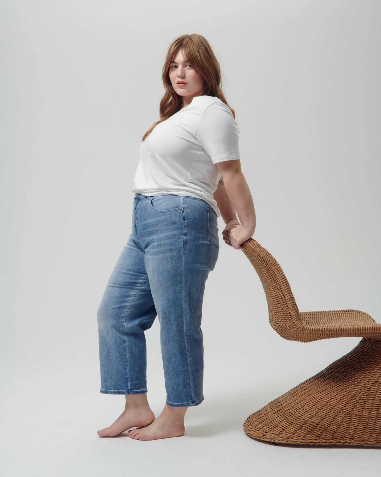 Boyfriend Crop Jeans - Light Blue Relaxed Fit Stretch Denim 3 Boyfriend Crop Jeans - Light Blue Relaxed Fit Stretch Denim