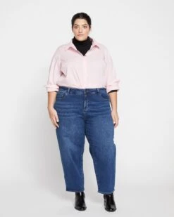 High Rise Barrel Leg Jeans - Union City Blue Tapered Denim -UNIVERSAL STANDARD Barrel Leg Jeans sz22 Wash 15 USPA1261 525 001 005