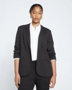 Beas Ponte Blazer - Slate Pinstripe
