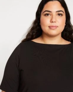 Bella Boatneck Tee in Black - Premium Peruvian Pima Cotton