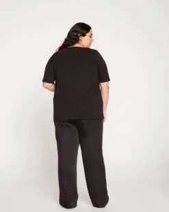 Bella Boatneck Tee in Black - Premium Peruvian Pima Cotton -UNIVERSAL STANDARD Bella Boatneck Tee Black Onyx USTO0886 001 004 035