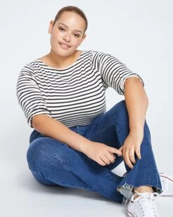 Sinead High Rise Bootcut Jeans with No-Gap Elastic Waistband