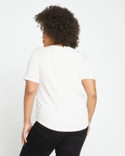 Lightweight V-Neck Cotton Tee - Semi-Sheer Curved Hem Top 10 Lightweight V-Neck Cotton Tee - Semi-Sheer Curved Hem Top -UNIVERSAL STANDARD Burnout V Rex US10013VB 467 004 029