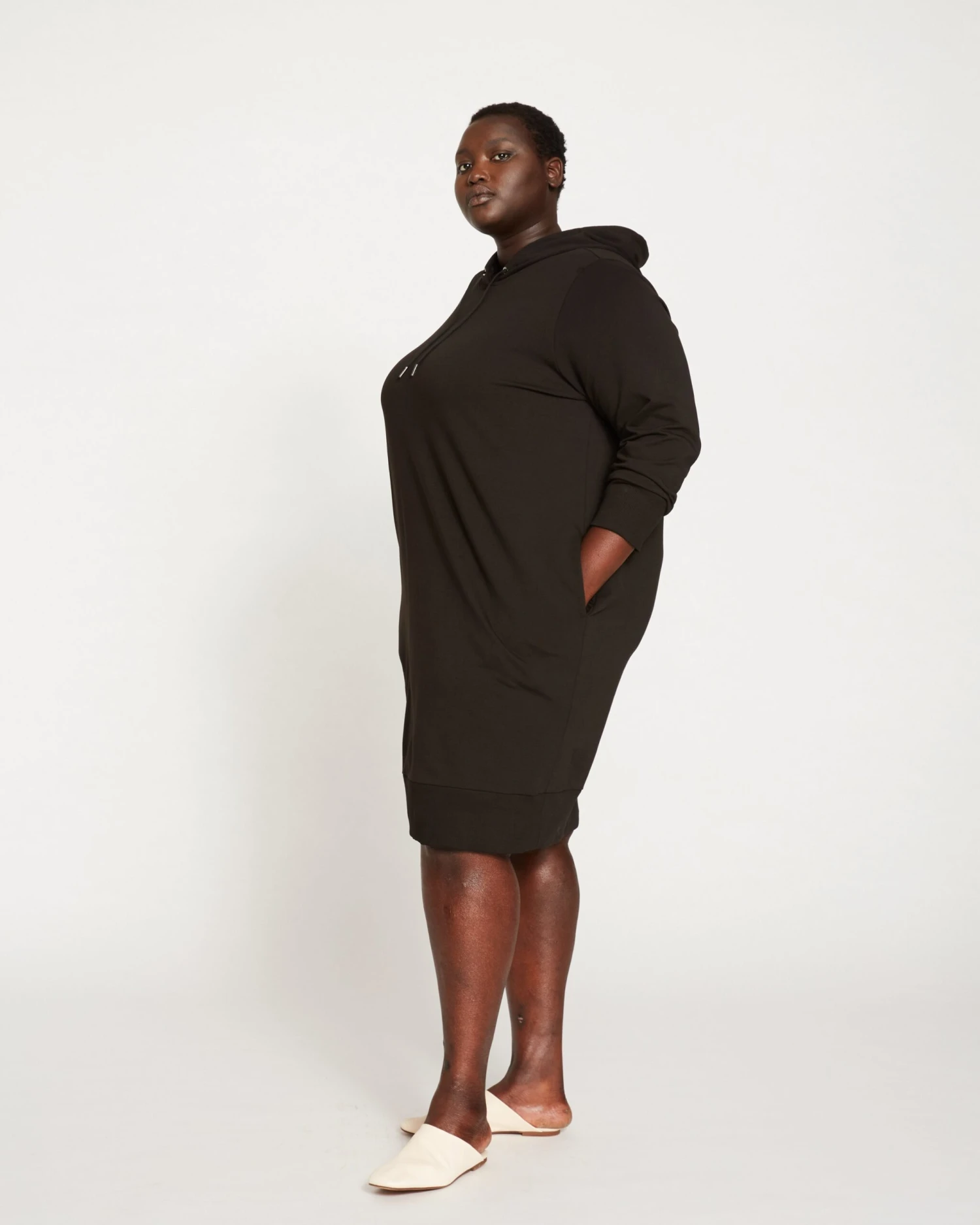 Bree Black Hooded Sweatshirt Dress with Side Pockets 6 Bree Black Hooded Sweatshirt Dress with Side Pockets - Image 4