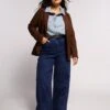 Ultra-Wide Leg High Rise Jeans - Dark Indigo Stretch Denim -UNIVERSAL STANDARD Carrie dark indigo