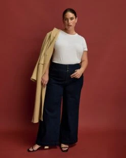 High Rise Sailor Wide Leg Jeans - Dark Indigo Retro Denim Trousers