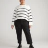 Bardot Wide Sleeve Cotton Sweater - Cream/Black Stripe -UNIVERSAL STANDARD Chill Twill Cropped Cigarette Pant Mid Rise Black USPA1581 001 001 030 753fd6ac 0d24 44f7 b582 91e13887f764