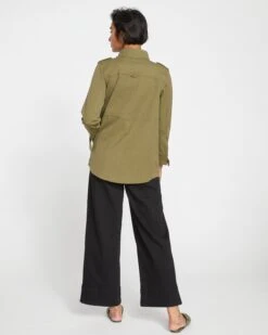 Stretch Cotton Twill Field Jacket with Cinch Waist - Ivy Green -UNIVERSAL STANDARD Chill Twill Field Jacket Ivy USOU1205B 135 004 033