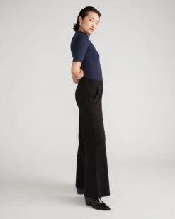 Pam Pintuck Wide Leg Ponte Pants - Black -UNIVERSAL STANDARD Columbia Pant Black USPA1787 001 002 272