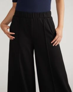 Pam Pintuck Wide Leg Ponte Pants - Black -UNIVERSAL STANDARD Columbia Pant Black USPA1787 001 003 273