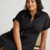 Black Stretch Poplin Shirtdress - Elegant A-Line Cotton Belted Dress 2 Black Stretch Poplin Shirtdress - Elegant A-Line Cotton Belted Dress -UNIVERSAL STANDARD Cotton Poplin Shirtdress Black USDR1578 001 001 091