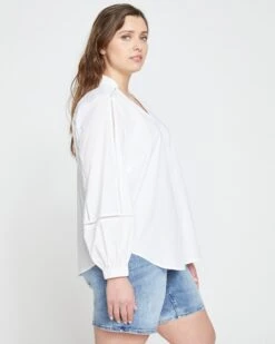 Saint-Honore Poplin Blouse - White 8 Saint-Honore Poplin Blouse - White -UNIVERSAL STANDARD Cotton Poplin Spring Blouse White USTO1314 025 003 020