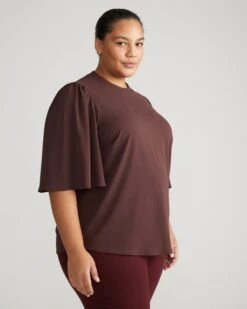 Crepe Jersey Capelet Blouse - Brulee 8 Crepe Jersey Capelet Blouse - Brulee -UNIVERSAL STANDARD Crepe Jersey Capelet Blouse Arabica USTO1236A 517 003 019