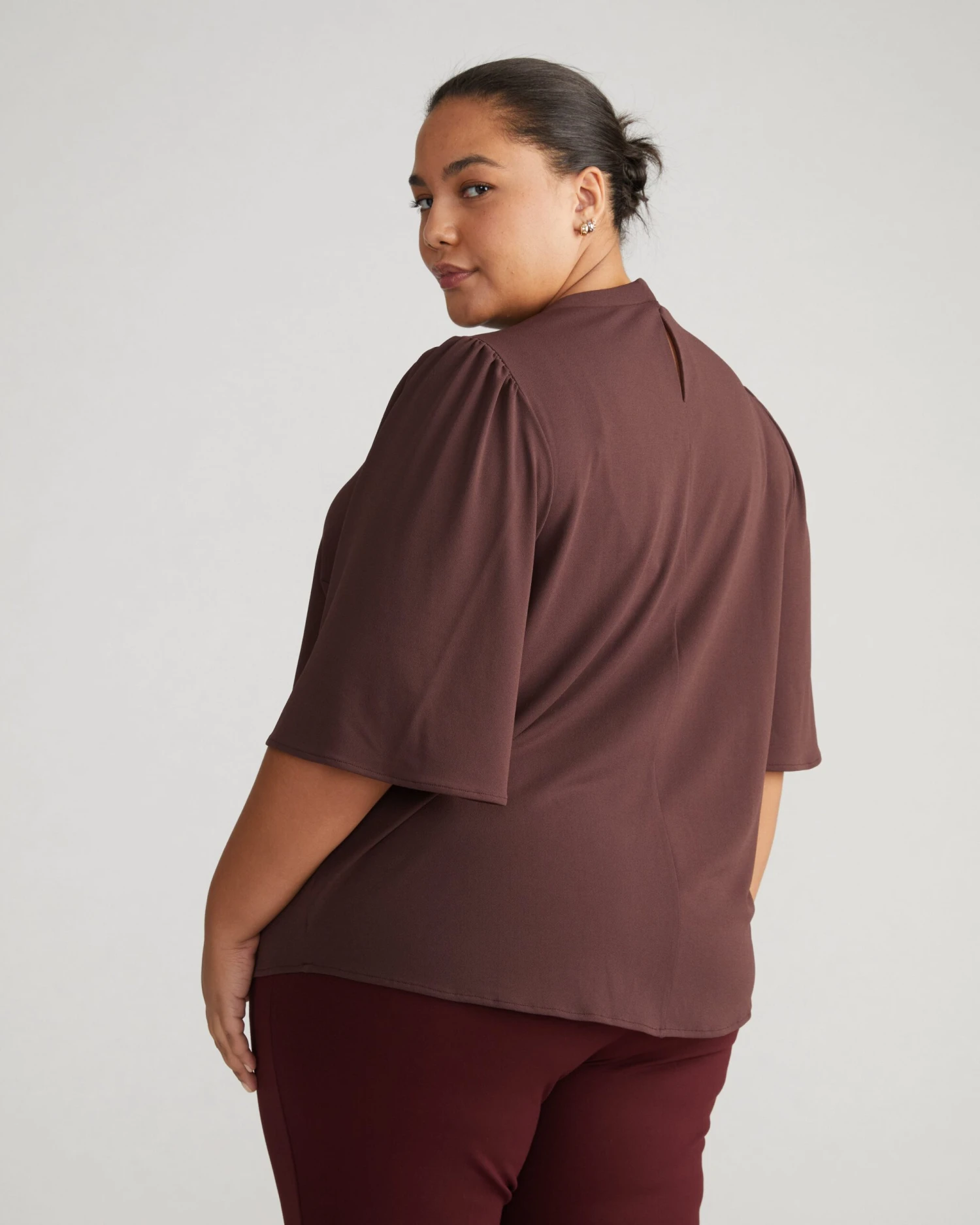 Crepe Jersey Capelet Blouse - Brulee 6 Crepe Jersey Capelet Blouse - Brulee - Image 4