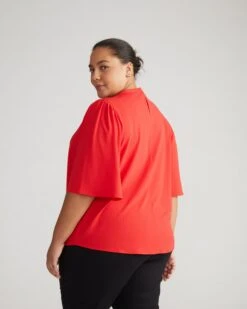 Crepe Jersey Capelet Blouse - Vermilion Red 9 Crepe Jersey Capelet Blouse - Vermilion Red -UNIVERSAL STANDARD Crepe Jersey Capelet Blouse Chinese Red USTO1236A 593 004 023