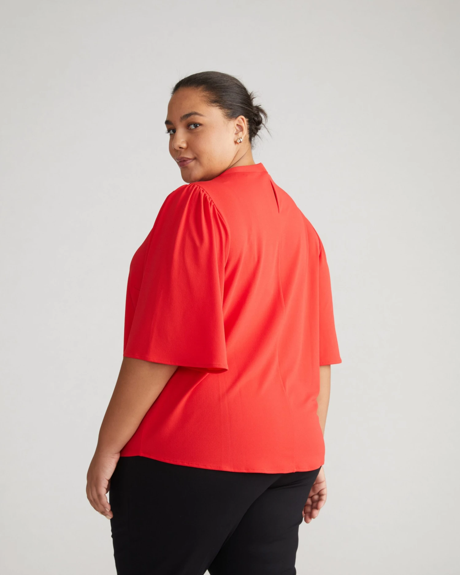 Crepe Jersey Capelet Blouse - Vermilion Red 6 Crepe Jersey Capelet Blouse - Vermilion Red - Image 4