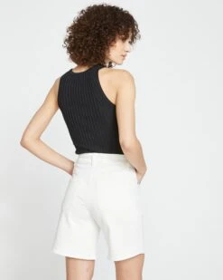 Katie High Rise Crossover Denim Shorts - White 16 Katie High Rise Crossover Denim Shorts - White -UNIVERSAL STANDARD Crossover Denim Shorts Broken White USPA1138S 534 004 057