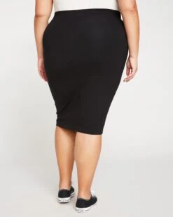 Women's Black Jersey Pencil Skirt - Smoothing Pull-On Design 11 Women's Black Jersey Pencil Skirt - Smoothing Pull-On Design -UNIVERSAL STANDARD Danube Jersey Skirt Black US20081H 001 004 024