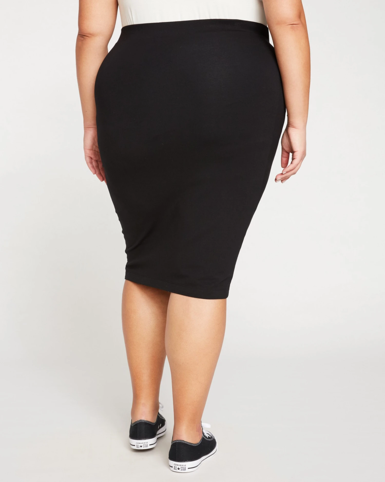Women's Black Jersey Pencil Skirt - Smoothing Pull-On Design 7 Women's Black Jersey Pencil Skirt - Smoothing Pull-On Design - Image 5