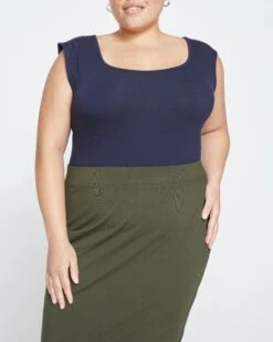 Danube Jersey Pencil Skirt - High-Stretch Smoothing Skirt in Nori