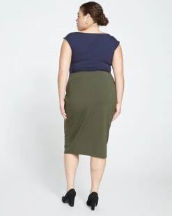 Danube Jersey Pencil Skirt - High-Stretch Smoothing Skirt in Nori 9 Danube Jersey Pencil Skirt - High-Stretch Smoothing Skirt in Nori -UNIVERSAL STANDARD Danube Jersey Skirt Dark Olive US20081H 164 004 061