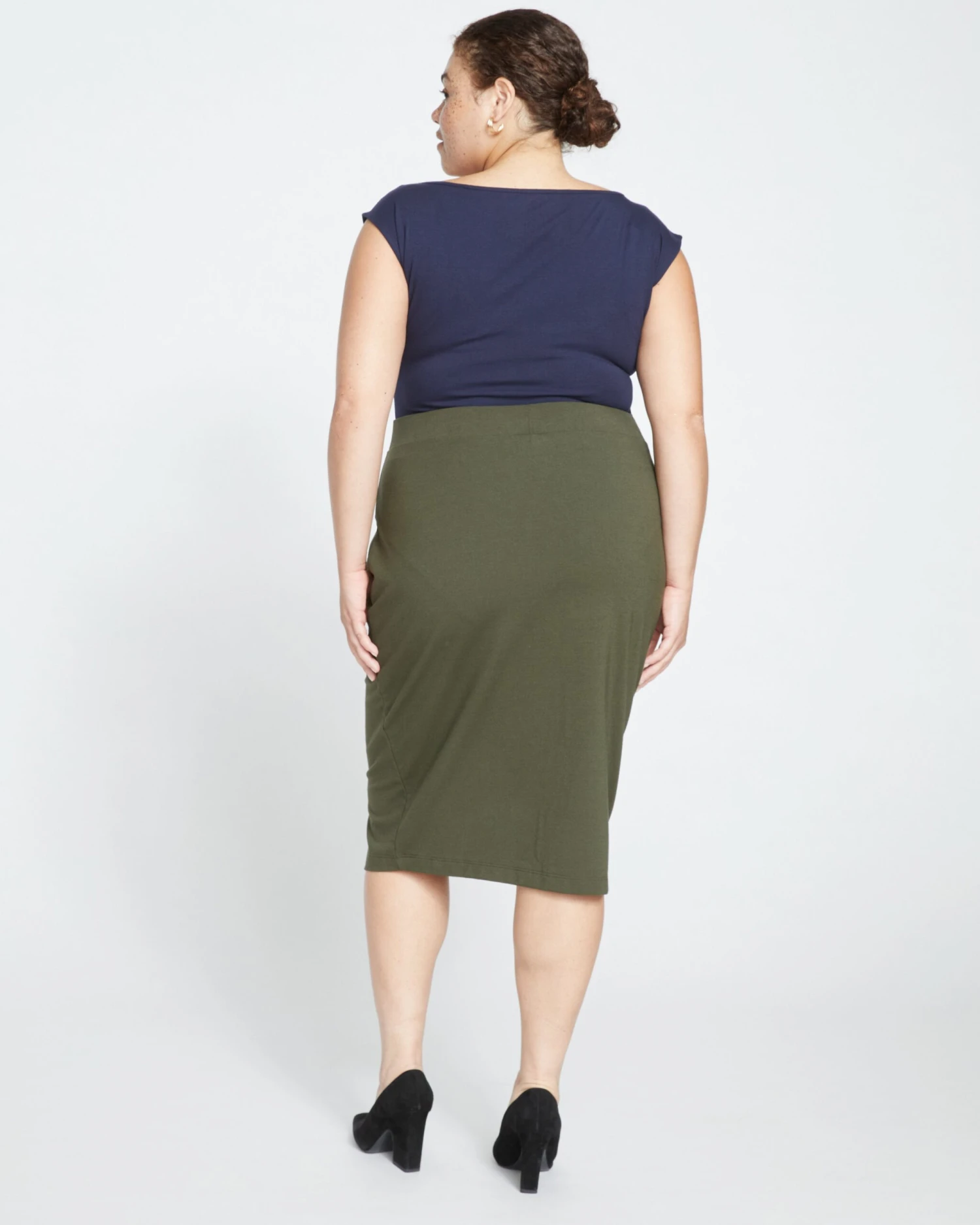 Danube Jersey Pencil Skirt - High-Stretch Smoothing Skirt in Nori 6 Danube Jersey Pencil Skirt - High-Stretch Smoothing Skirt in Nori - Image 4