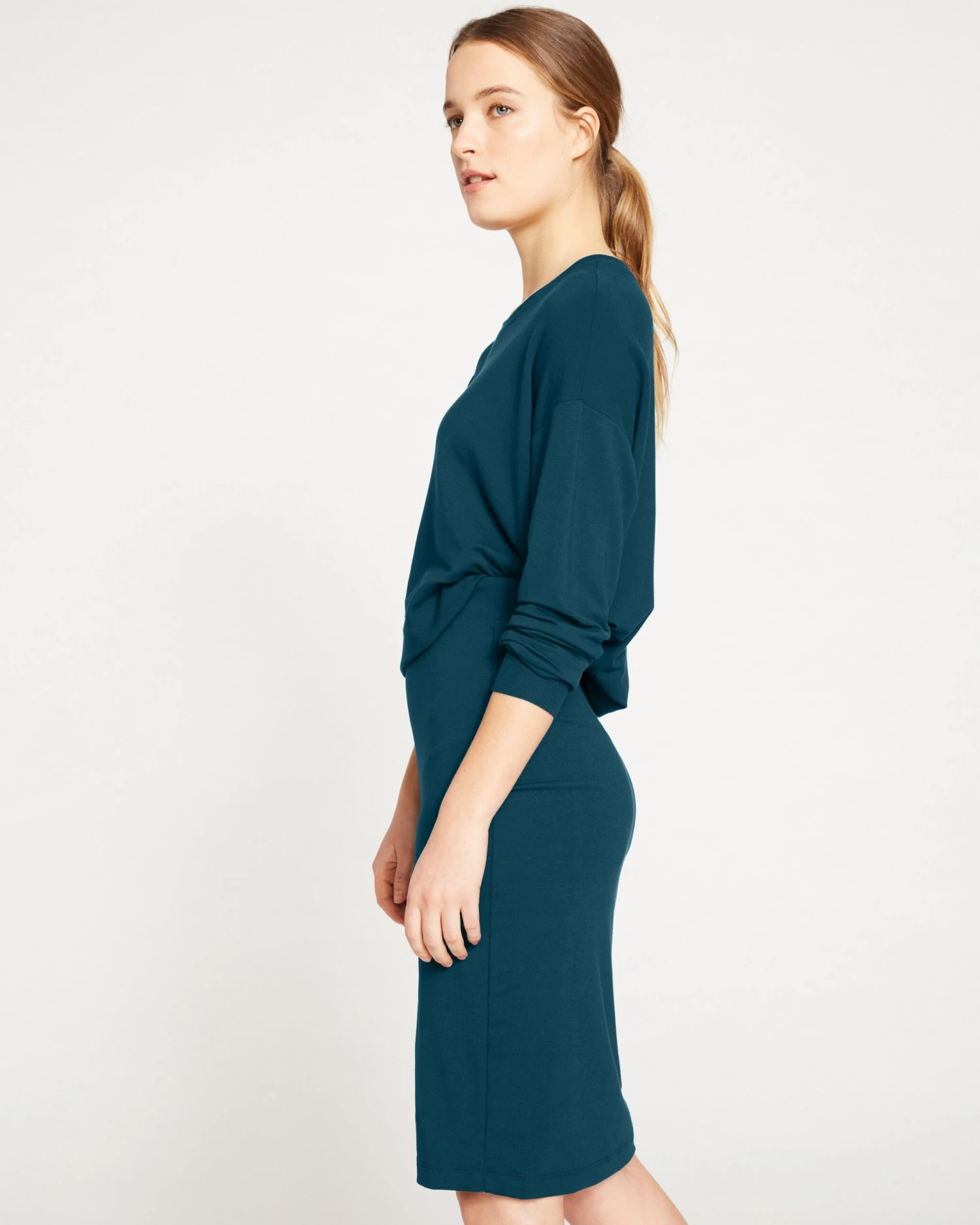 Comfortable Jersey Pencil Skirt with Elastic Waist - Deep Sea 5 Comfortable Jersey Pencil Skirt with Elastic Waist - Deep Sea - Image 3