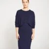 Smoothing Jersey Pencil Skirt - Midnight Blue Elastic Waist Bottoms -UNIVERSAL STANDARD Danube Jersey Skirt Navy US20081H 191 002 014