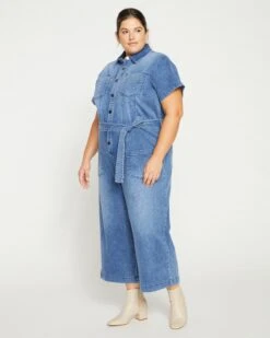 Kate Denim Jumpsuit - Austin Blue -UNIVERSAL STANDARD Denim Kate Jumpsuit WASHED BLUE 17 USJS1413 618 003 125