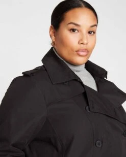 Derjon Trench Coat 2.0 - Black Tailored Outerwear -UNIVERSAL STANDARD Derjon Trench Coat Black USOU0064N 001 002 041