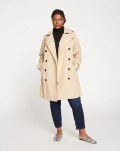 Derjon Trench Coat 2.0 - Tailored Khaki Outerwear -UNIVERSAL STANDARD Derjon Trench Coat Khaki USOU0064N 102 001 044