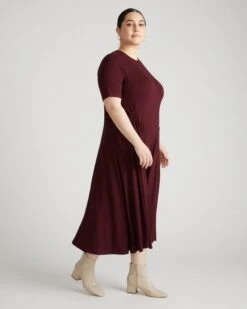 Devi Liquid Jersey Dress - Elegant Black Cherry Work-to-Dinner Style -UNIVERSAL STANDARD Devi Liquid Jersey Dress Black Cherry USDR1427 190 003 065