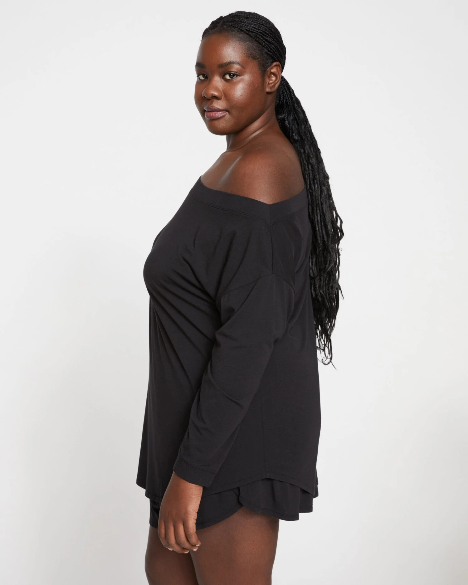 UltimateS Dolci Top: Sustainable Black Off-the-Shoulder Loungewear 7 UltimateS Dolci Top: Sustainable Black Off-the-Shoulder Loungewear - Image 5
