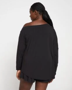 UltimateS Dolci Top: Sustainable Black Off-the-Shoulder Loungewear 13 UltimateS Dolci Top: Sustainable Black Off-the-Shoulder Loungewear -UNIVERSAL STANDARD Dolci Top in Underwear Fabrication Black USLG0087B 001 004 060