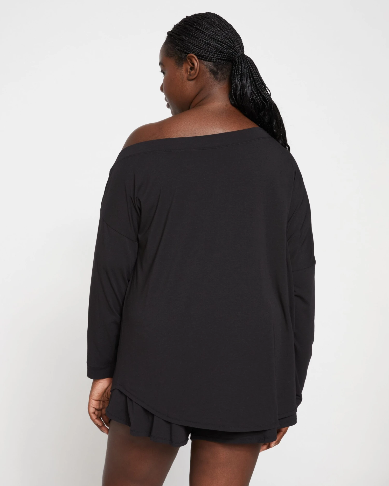 UltimateS Dolci Top: Sustainable Black Off-the-Shoulder Loungewear 8 UltimateS Dolci Top: Sustainable Black Off-the-Shoulder Loungewear - Image 6