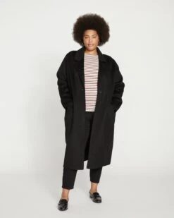 Reversible Wool Blend Double Face Luxe Coat - Black