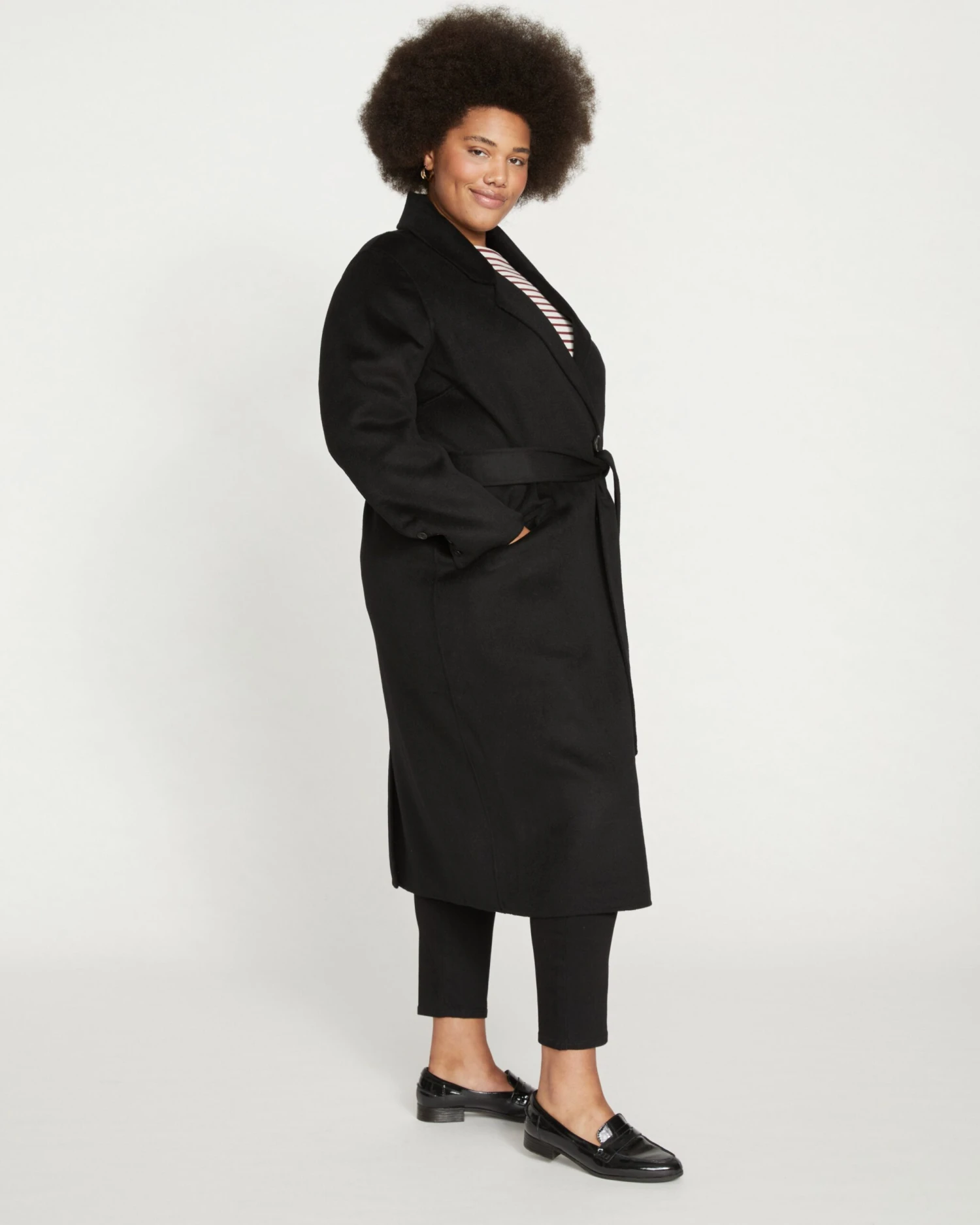Reversible Wool Blend Double Face Luxe Coat - Black 5 Reversible Wool Blend Double Face Luxe Coat - Black - Image 3
